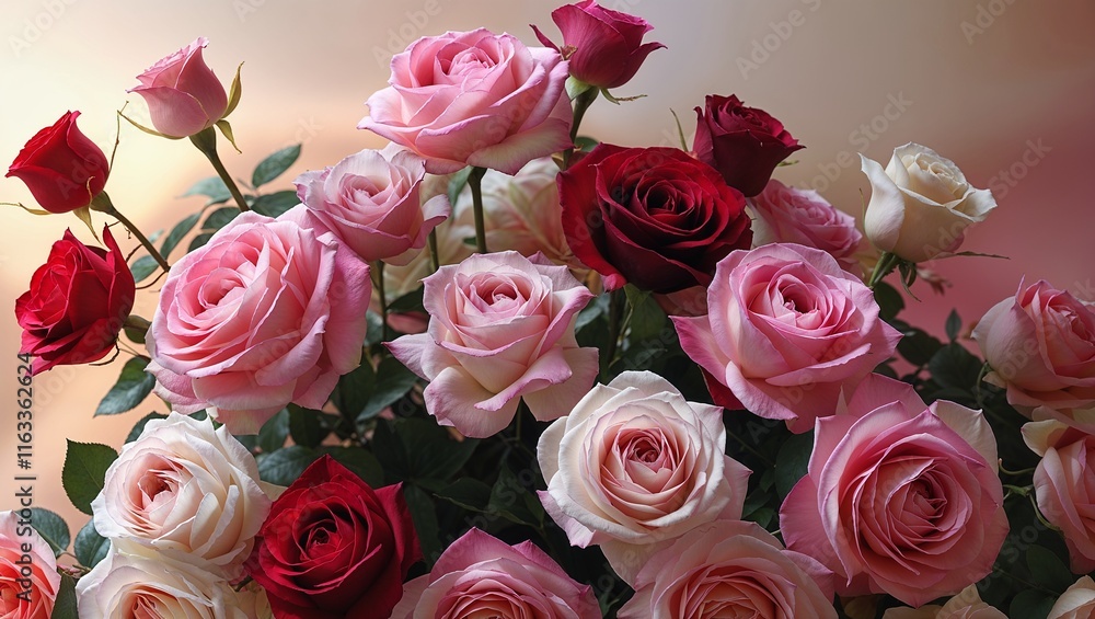 Fototapeta premium Romantic Beautiful roses background for valentines, wedding, couples