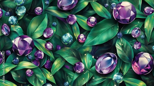 A sparkling seamless pattern of brilliant-cut gems in cascading arrangements, evoking a sense of elegance and sophistication