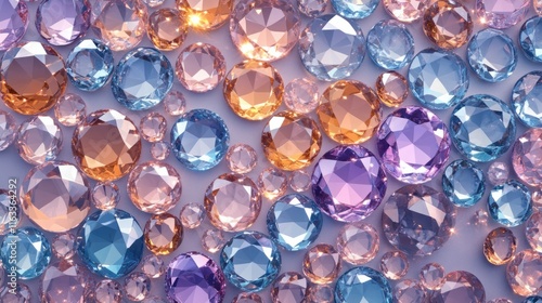 A sparkling seamless pattern of diamond-cut gems in various sizes and shapes, creating a dazzling and refined texture