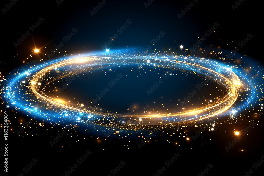 Elegant Abstract Gold Sparkle Circle Frame on a Black Background Elegant Abstract Gold Sparkle Circle Frame on a Black Background