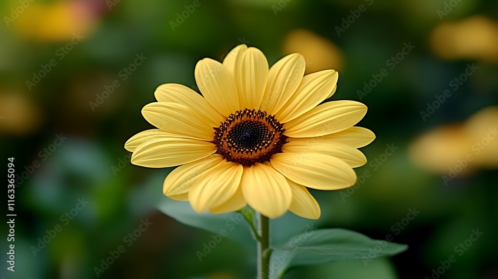 Fototapeta premium Yellow Sunflower Blossom in Garden Setting