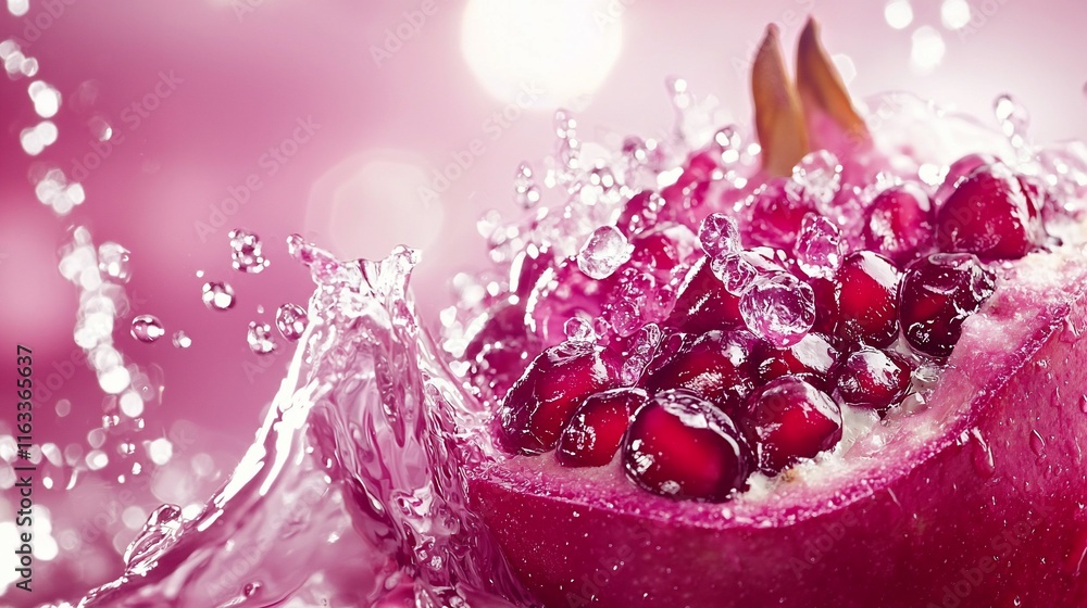 Pomegranate splashing in water. Pomegranate splashing in water.