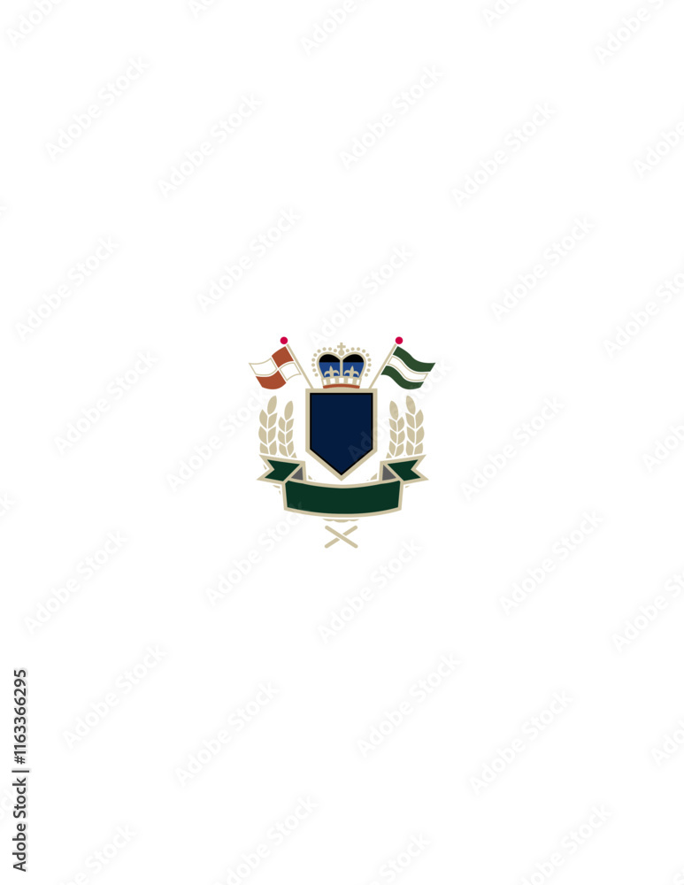 Shield with Wreath, Scroll, and Crown - Ornamental Gradient Design for Heraldic and Decorative Use. Shield with Wreath, Scroll, and Crown - Ornamental Gradient Design for Heraldic and Decorative Use.