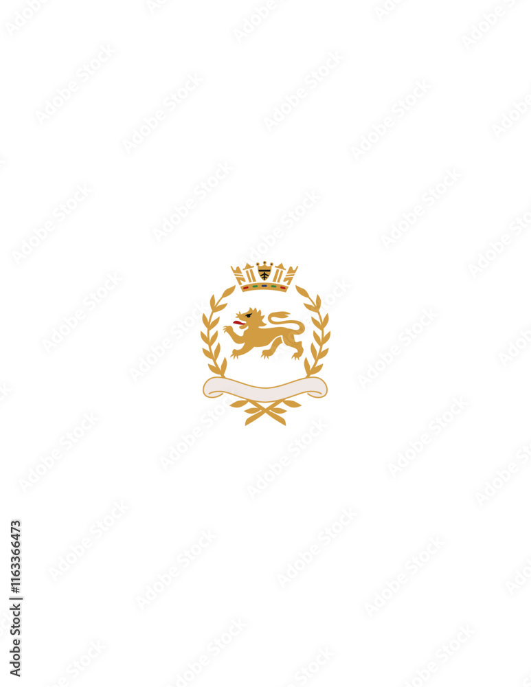 Shield with Wreath, Scroll, and Crown - Ornamental Gradient Design for Heraldic and Decorative Use Shield with Wreath, Scroll, and Crown - Ornamental Gradient Design for Heraldic and Decorative Use