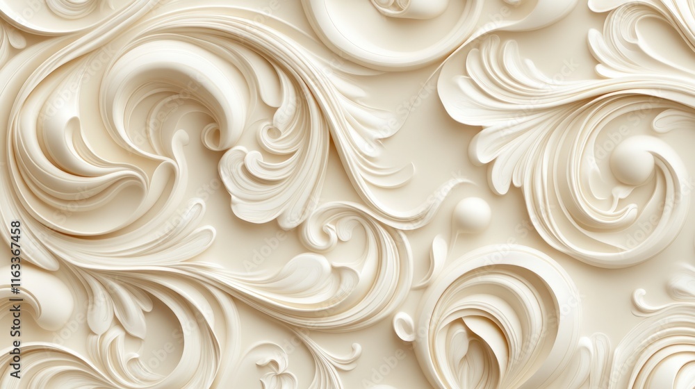 A luxurious seamless pattern in cream with ornate swirls and lace-inspired details for an elegant aesthetic A luxurious seamless pattern in cream with ornate swirls and lace-inspired details for an elegant aesthetic