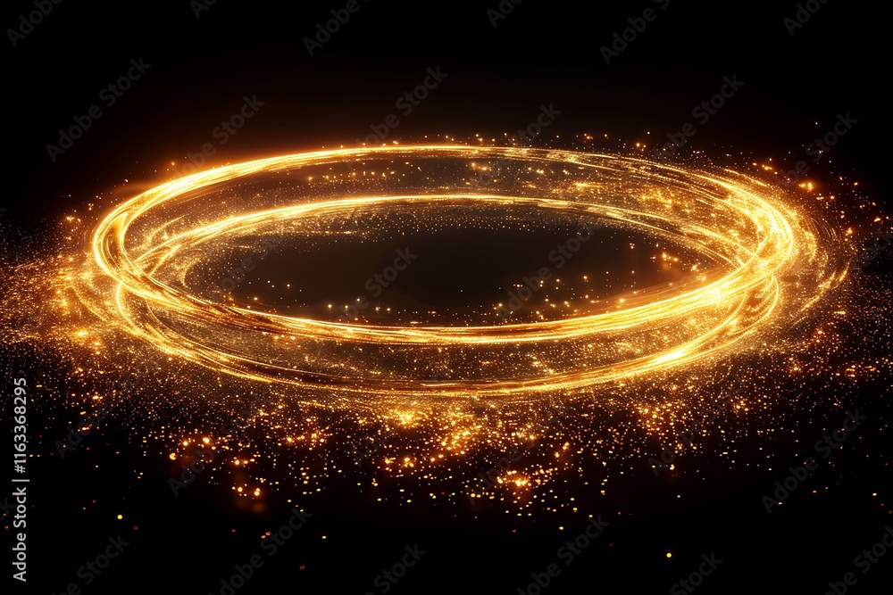 Elegant Abstract Gold Sparkle Circle Frame on a Black Background Elegant Abstract Gold Sparkle Circle Frame on a Black Background