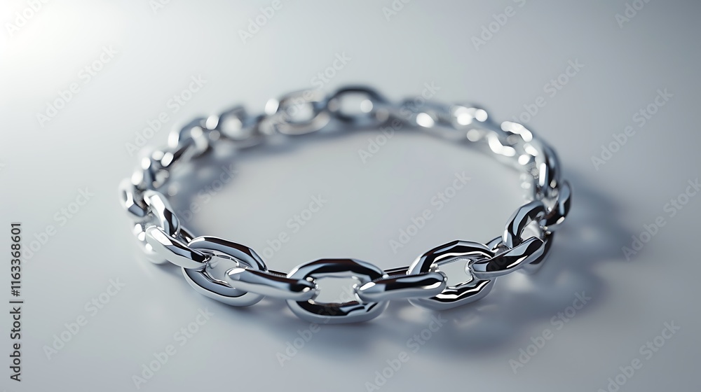 A simple, elegant silver bracelet on a white background, with soft lighting A simple, elegant silver bracelet on a white background, with soft lighting