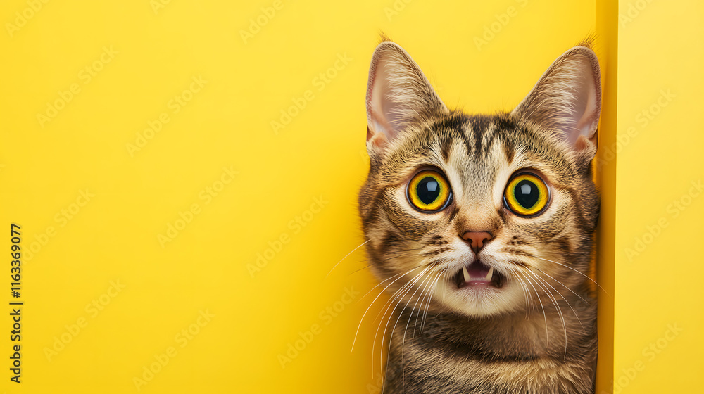 Shocked cat with his mouth open, surprised, puzzled, funny, crazy for business poster with copy space
Shocked cat with his mouth open, surprised, puzzled, funny, crazy for business poster with copy space