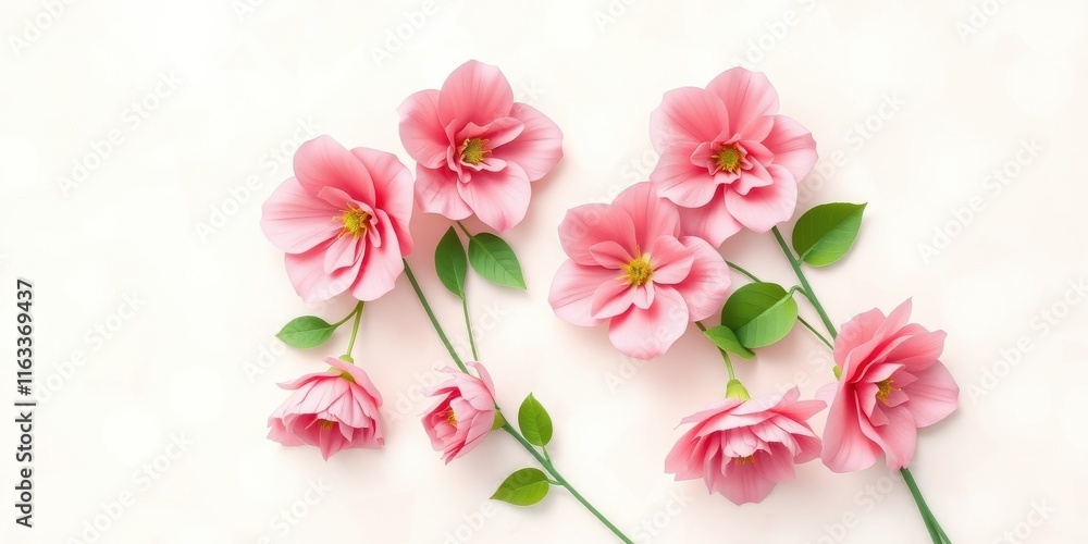 Delicate Pink Blossoms Arranged on a Soft Background Delicate Pink Blossoms Arranged on a Soft Background