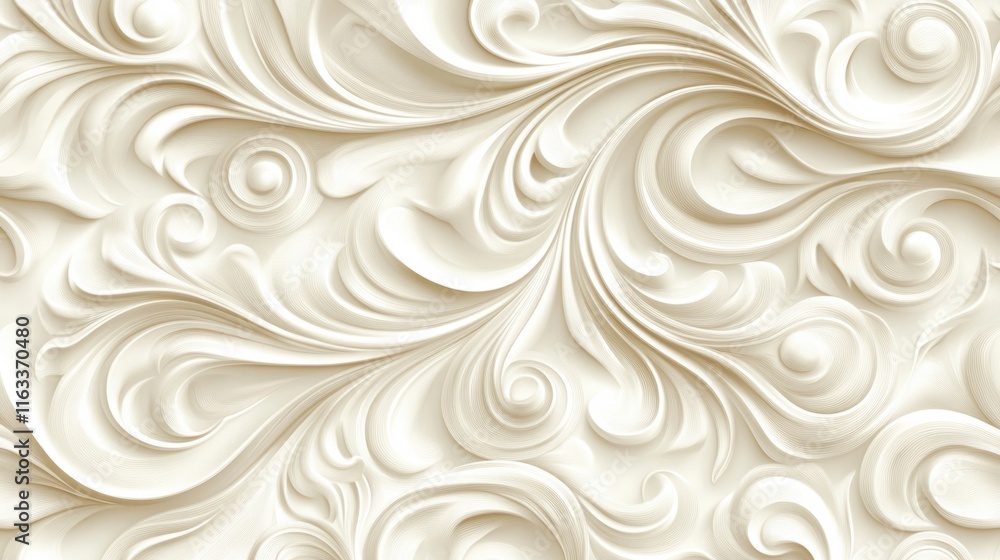 A seamless cream-colored pattern with intricate swirling designs, creating an elegant and luxurious textured background A seamless cream-colored pattern with intricate swirling designs, creating an elegant and luxurious textured background