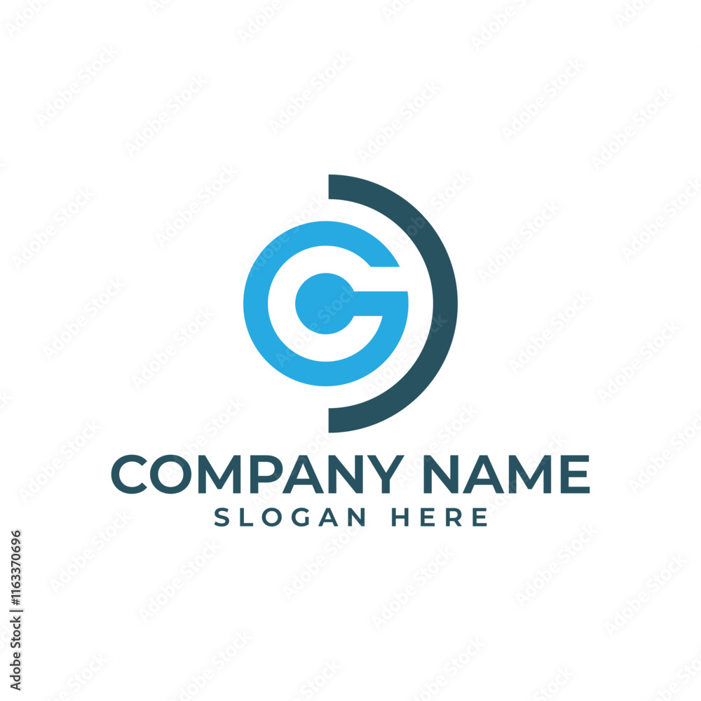 G logomark with the dot in the center of letter G creating letter C in negative space and half circle in front as shield G logomark with the dot in the center of letter G creating letter C in negative space and half circle in front as shield