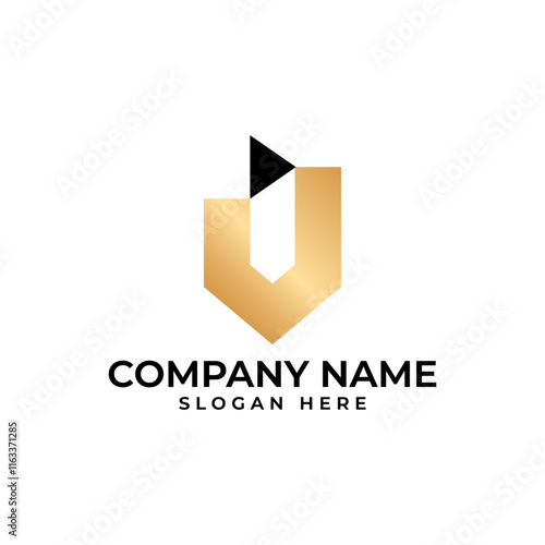 Bold geometric "J" logo in gold, symbolizing ambition and growth. Sharp angles and upward direction convey power and leadership. Ideal for finance, tech, and businesses seeking a sophisticated image.