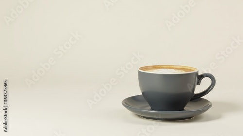 Wallpaper Mural Aromatic Cappuccino in a Grey Cup on a Saucer against a Neutral Background Torontodigital.ca