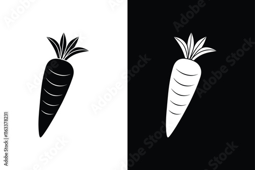 Elegant Carrot Icon Design. Black and White Vector Illustration