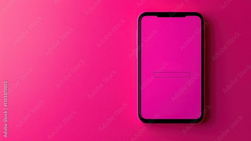 Register for account setup confirmation. Smartphone on a vibrant pink background. Register for account setup confirmation. Smartphone on a vibrant pink background.