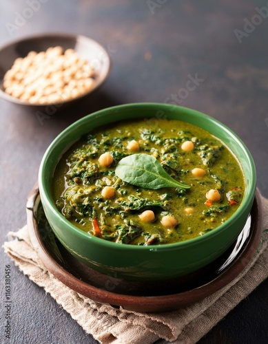 Dal Palak or Lentil spinach curry. Generated image photo