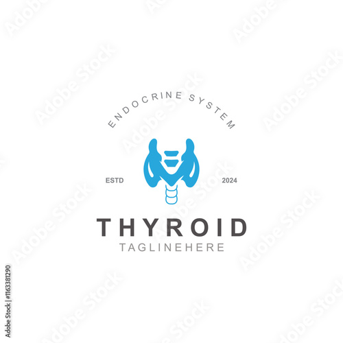 Thyroid Gland human Endocrine System structure logo thyroid care simple template