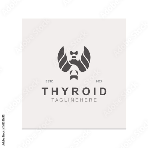 Thyroid Gland human Endocrine System structure logo thyroid care simple template