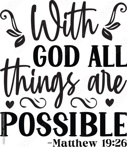 With god all things are possible svg retro t shirt design vector sublimation