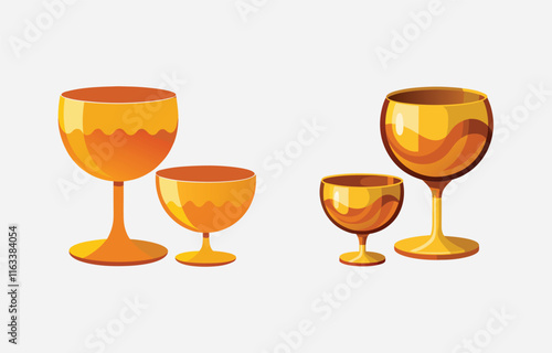 cocktail glasses isolated on white background. Vector illustration Isolated golden chalice icon