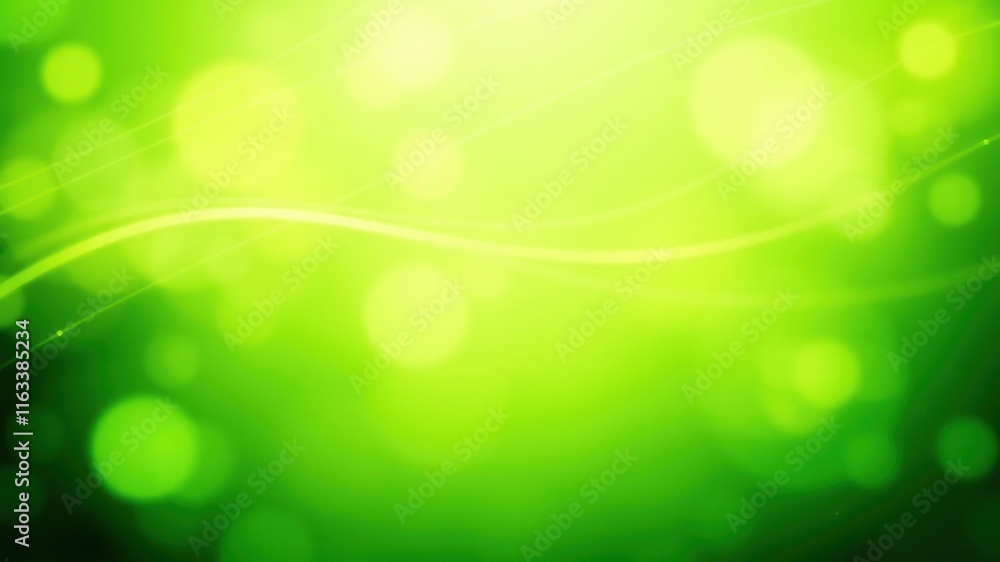 Abstract Green Background with Soft Light and Flowing Lines
