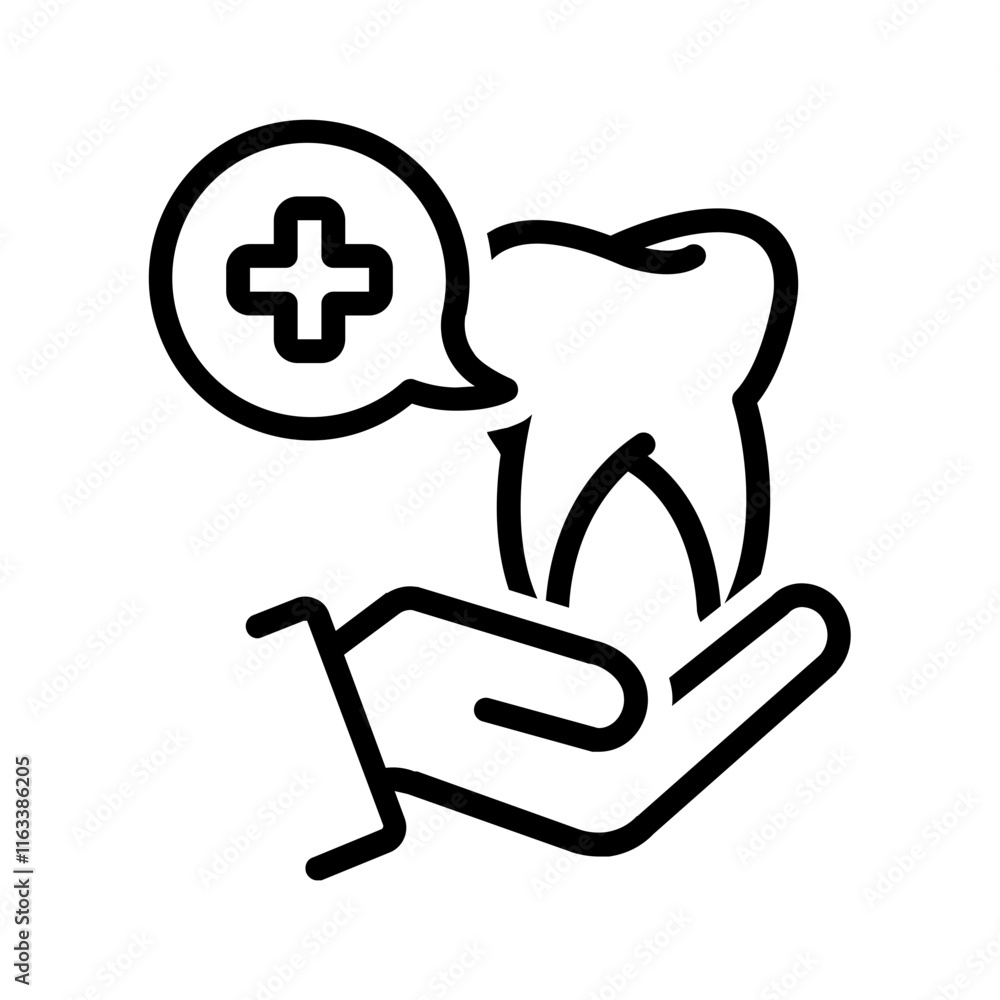 Vector black line icon for oral health Vector black line icon for oral health