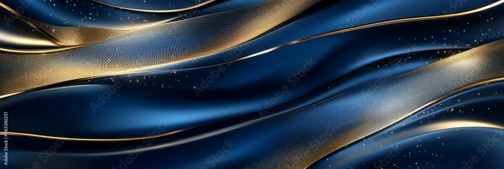 Fototapeta premium Abstract Blue and Gold Luxury Background: Elegant Waves Texture for Modern Design