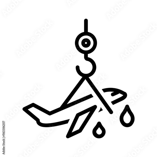 Vector black line icon for salvage