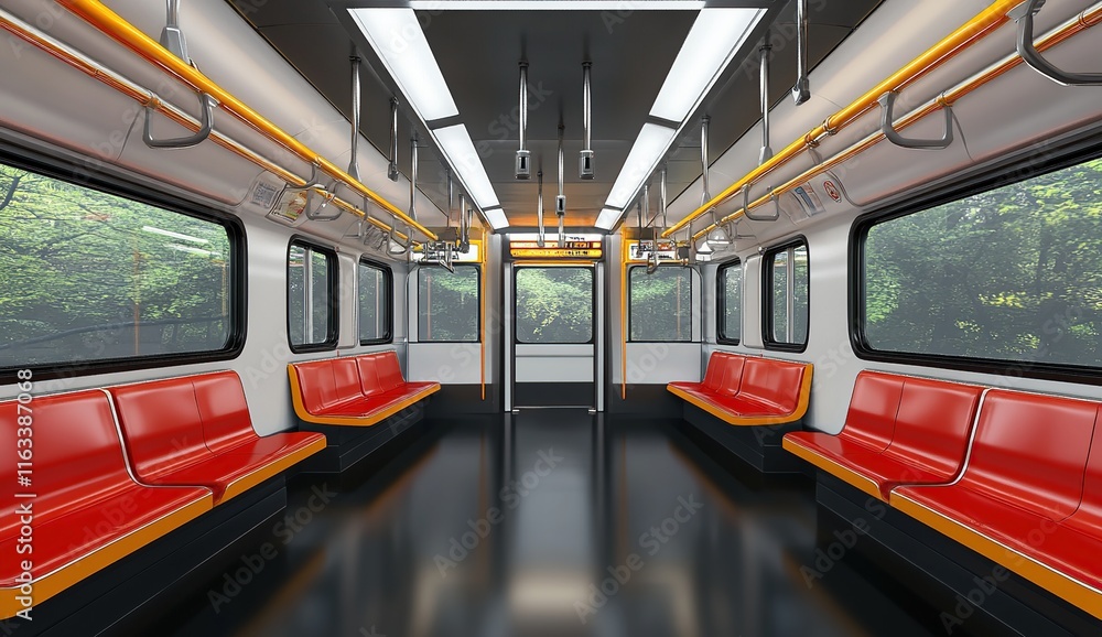Fototapeta premium Modern Train Car Interior Design: A Sleek and Comfortable Ride
