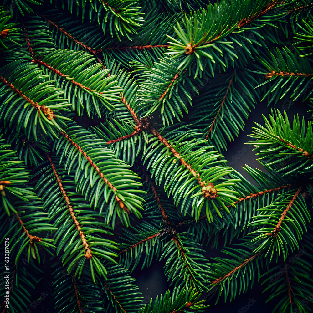 Naklejka premium Selective focus closeup shot of green pine tree branches