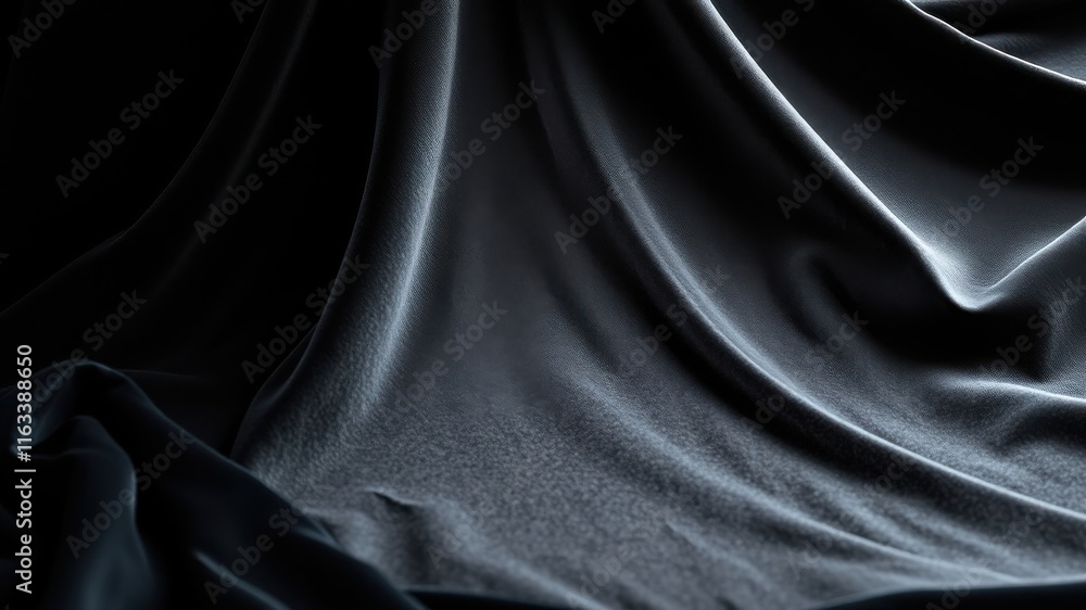 Fototapeta premium Dark Gray Draped Fabric, Elegant Smooth Texture Background