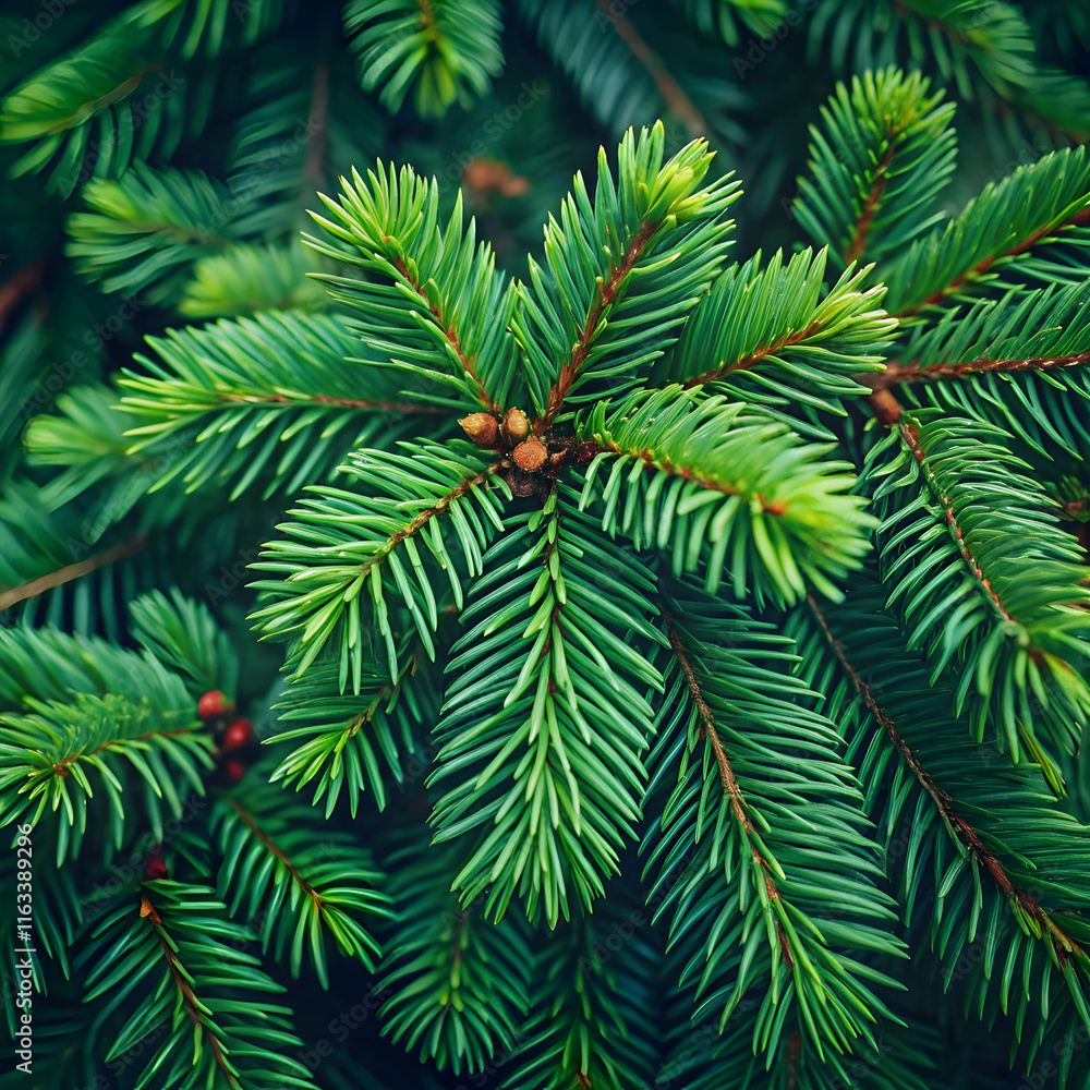 Selective focus closeup shot of green pine tree branches Selective focus closeup shot of green pine tree branches