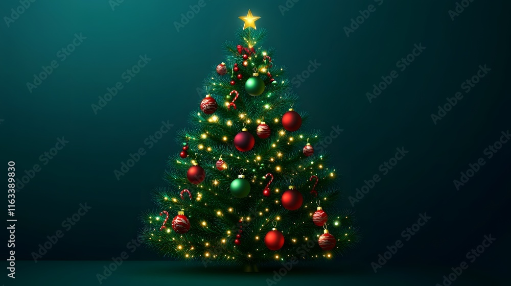 Decorated Christmas Tree with Lights and Ornaments Decorated Christmas Tree with Lights and Ornaments