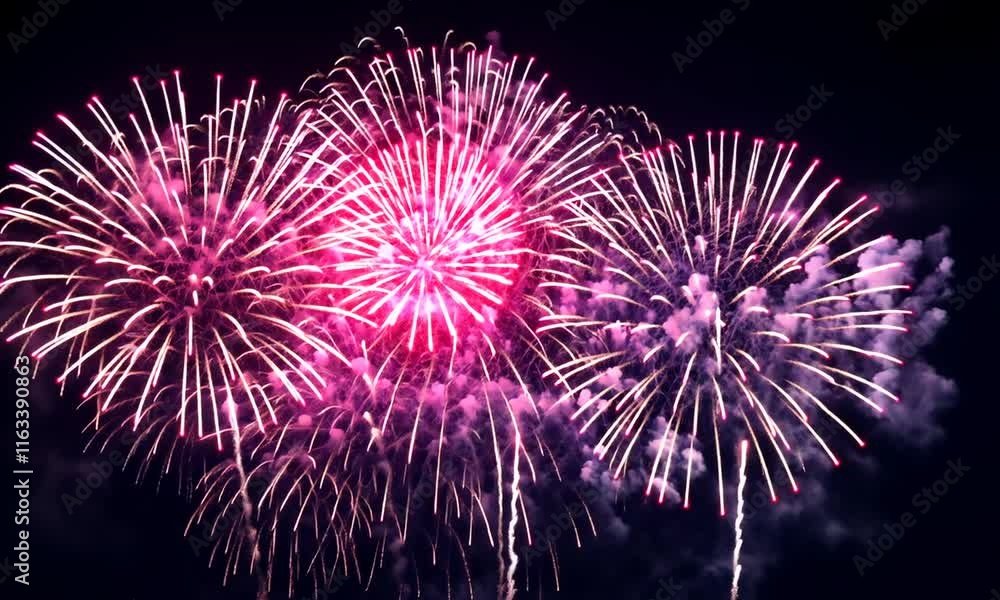 A vibrant display of fireworks illuminating the night sky in various colors. A vibrant display of fireworks illuminating the night sky in various colors.