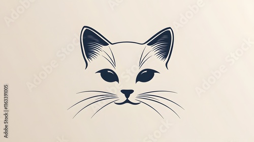 Elegant Line Art Portrait of a Cats Face