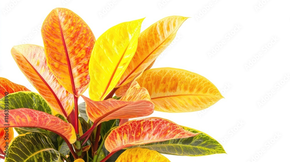 Obraz premium Vibrant Variegated Leaves of a Tropical Plant