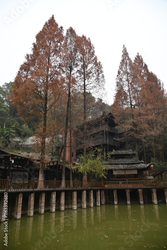 Zhangjiajie, China - December 26, 2024: The Zhangjiajie Tusi Imperial City photo