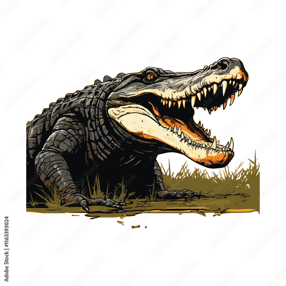 Obraz premium Alligator vector silhouette Graphic illustration