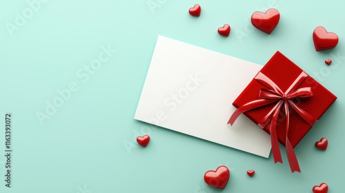 A minimalist Valentines Day gift certificate design with bold red and white text.