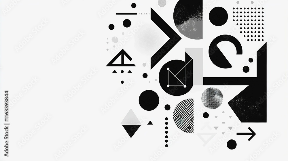 Abstract Monochrome Geometric Shapes and Patterns for Design Use Abstract Monochrome Geometric Shapes and Patterns for Design Use