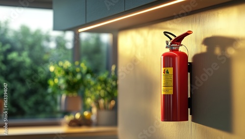 Wallpaper Mural Red Fire Extinguisher Mounted in Modern Kitchen Torontodigital.ca