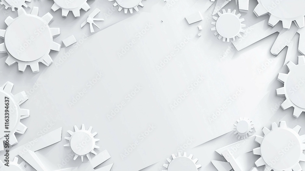 White Gears and Cogs on Light Background for Creative Design Projects White Gears and Cogs on Light Background for Creative Design Projects