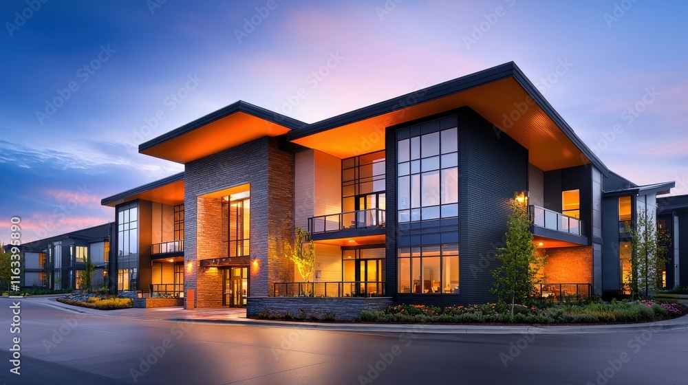 Elegant apartment building exterior featuring a sleek modern design and urban appeal. Elegant apartment building exterior featuring a sleek modern design and urban appeal.