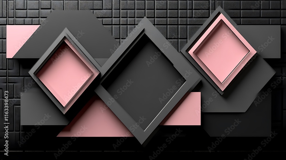 Fototapeta premium Abstract geometric shapes in pink and gray tones