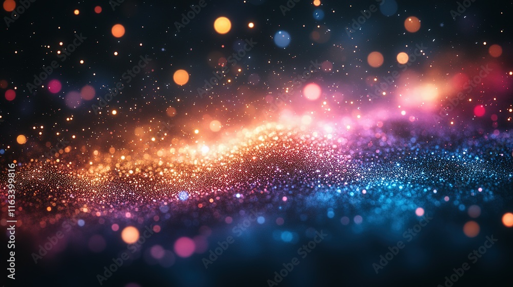 Fototapeta premium Sparkling Glitter Background With Colorful Lights