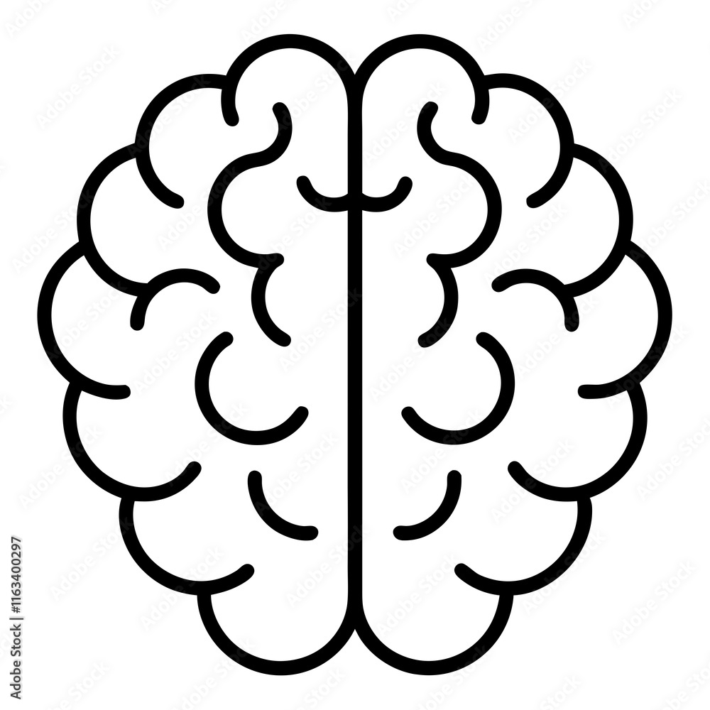 Minimal Brain Illustration with Clean Lines Minimal Brain Illustration with Clean Lines
