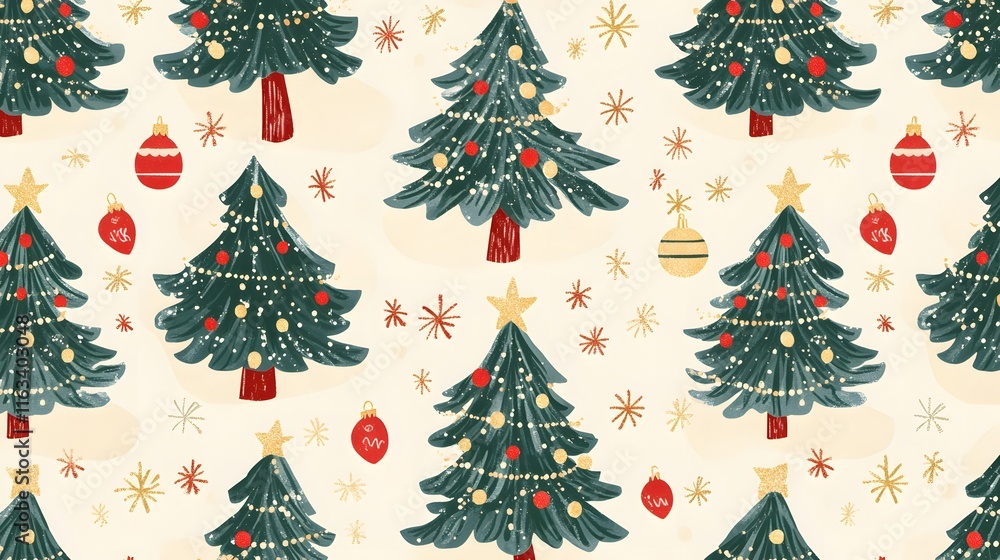 Festive Christmas Trees Pattern Winter Holiday Design Festive Christmas Trees Pattern Winter Holiday Design