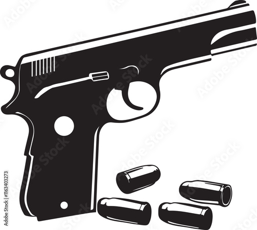 Short gun silhouette Vector on white background.