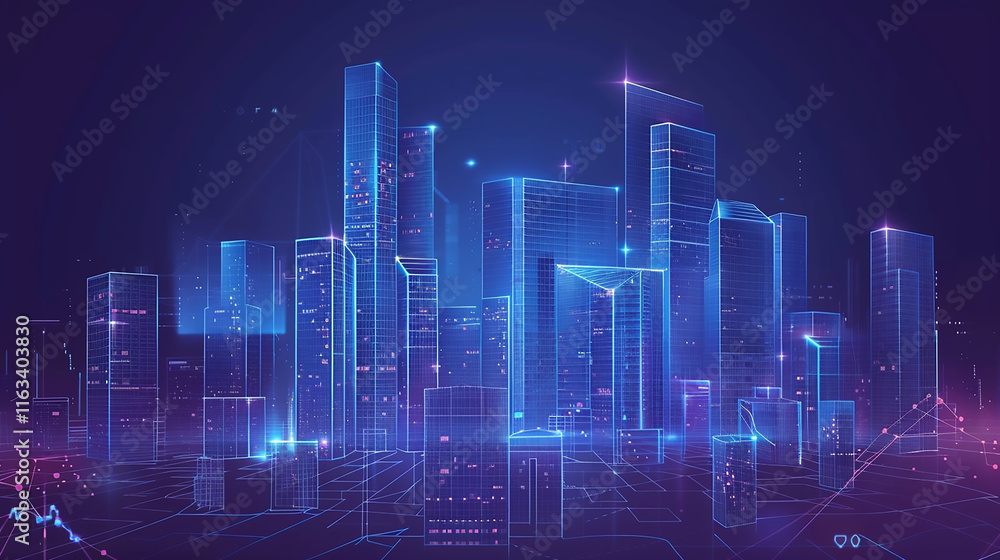 Smart city big data connection technology concept .city skyline at night
Smart city big data connection technology concept .city skyline at night