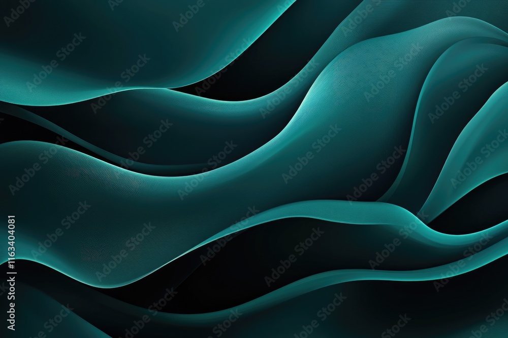 Abstract Teal Waves Flowing Dark Background Abstract Teal Waves Flowing Dark Background
